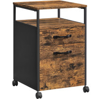 VASAGLE Dulap mobil tip rollbox pentru birouri, cu 2 sertare, stil industrial, 44x42x67cm, maro rustic VASAGLE Dulap mobil tip rollbox pentru birouri, cu 2 sertare, stil industrial, 44x42x67cm, maro rustic
