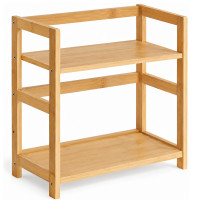 SONGMICS Raft de depozitare pe 2 niveluri, MDF, organizator de birou sau bucatarie, 42x18x43 cm, bej natural