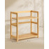SONGMICS Raft de depozitare pe 2 niveluri, MDF, organizator de birou sau bucatarie, 42x18x43 cm, bej natural [2]