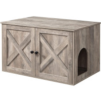 FEANDREA Cusca pentru pisici tip comoda, cu usi si perete despartitor, 80x53x50cm, gri FEANDREA Cusca pentru pisici tip comoda, cu usi si perete despartitor, 80x53x50cm, gri