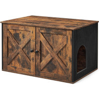 FEANDREA Cusca pentru pisici tip comoda, cu usi si perete despartitor, 80x53x50cm, maro cu negru FEANDREA Cusca pentru pisici tip comoda, cu usi si perete despartitor, 80x53x50cm, maro cu negru