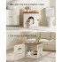 SONGMICS Cusca pentru pisici tip mobilier, mascare litiera, cu usi model hambar, MDF, 55x50x50 cm, alb rustic [5]