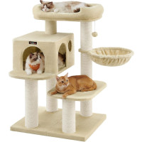 FEANDREA Ansamblu de joaca pisici, tip copac, 2 culcusuri, ascunzatoare, 70x60x112 cm, bej FEANDREA Ansamblu de joaca pisici, tip copac, 2 culcusuri, ascunzatoare, 70x60x112 cm, bej