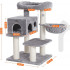 FEANDREA Ansamblu de joaca pentru pisici, tip copac, cu 2 culcusuri si ascunzatoare, 70x60x112cm, gri [4]