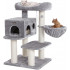 FEANDREA Ansamblu de joaca pentru pisici, tip copac, cu 2 culcusuri si ascunzatoare, 70x60x112cm, gri [6]