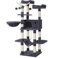 FEANDREA Ansamblu de joaca pisici, tip copac, 3 culcusuri, ascunzatoare, hamac, 50x50x164 cm, gri FEANDREA Ansamblu de joaca pisici, tip copac, 3 culcusuri, ascunzatoare, hamac, 50x50x164 cm, gri