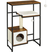 FEANDREA Mobilier 2 in 1 pentru pentru pisici cu ascunzatoare, 74x34x114cm, maro vintage FEANDREA Mobilier 2 in 1 pentru pentru pisici cu ascunzatoare, 74x34x114cm, maro vintage