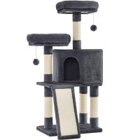 FEANDREA Ansamblu de joaca pisici, tip copac, cu 2 culcusuri si ascunzatoare, 50x35x115 cm, gri inchis FEANDREA Ansamblu de joaca pisici, tip copac, cu 2 culcusuri si ascunzatoare, 50x35x115 cm, gri inchis