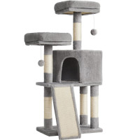 FEANDREA Ansamblu de joaca pisici, tip copac, cu 2 culcusuri si ascunzatoare, 50x35x115 cm, gri deschis FEANDREA Ansamblu de joaca pisici, tip copac, cu 2 culcusuri si ascunzatoare, 50x35x115 cm, gri deschis