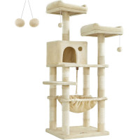 FEANDREA Ansamblu de joaca pentru pisici, tip copac, cu 3 culcusuri si ascunzatoare, 55x45x145cm, bej FEANDREA Ansamblu de joaca pentru pisici, tip copac, cu 3 culcusuri si ascunzatoare, 55x45x145cm, bej