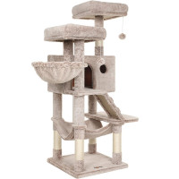 FEANDREA Ansamblu de joaca pentru pisici, tip copac, cu 3 culcusuri, hamac si ascunzatoare, 49x49x135cm, maro deschis FEANDREA Ansamblu de joaca pentru pisici, tip copac, cu 3 culcusuri, hamac si ascunzatoare, 49x49x135cm, maro deschis