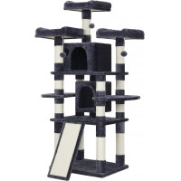 FEANDREA Ansamblu de joaca pentru pisici, tip copac, cu 3 culcusuri si 2 ascunzatoare, 61x49x170cm, gri inchis FEANDREA Ansamblu de joaca pentru pisici, tip copac, cu 3 culcusuri si 2 ascunzatoare, 61x49x170cm, gri inchis