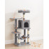 FEANDREA Ansamblu de joaca pentru pisici cu 2 platforme, 1 culcus, hamac si 4 stalpi sisal, 45x35x112 cm, gri [5]