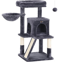 FEANDREA Ansamblu de joaca pentru pisici, tip copac, cu 2 culcusuri si ascunzatoare, 48x48x96cm, gri inchis FEANDREA Ansamblu de joaca pentru pisici, tip copac, cu 2 culcusuri si ascunzatoare, 48x48x96cm, gri inchis