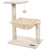 FEANDREA Ansamblu de joaca pisici, tip copac, cu hamac si platforma, 50x36x70 cm, bej FEANDREA Ansamblu de joaca pisici, tip copac, cu hamac si platforma, 50x36x70 cm, bej