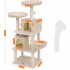 FEANDREA Ansamblu de joaca pentru pisici 152 cm cu stalpi sisal, 2 casute, cos plus si platforme, bej [5]