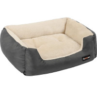 FEANDREA Pat pentru caini, cu margini groase ridicate, antiderapant, marime M, 80x65x20 cm, gri