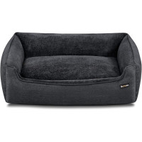 FEANDREA Pat pentru caini XL, husa detasabila si lavabila, margini inaltate, baza antiderapanta, 110x75x27 cm, gri inchis