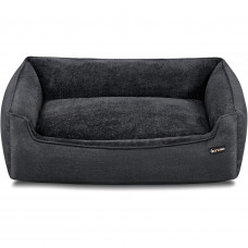 FEANDREA Pat pentru caini XL, husa detasabila si lavabila, margini inaltate, baza antiderapanta, 110x75x27 cm, gri inchis
