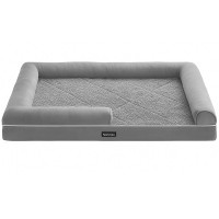 FEANDREA Pat ortopedic pentru caini, cu margini inaltate si husa detasabila, 120x85x20 cm, gri deschis FEANDREA Pat ortopedic pentru caini, cu margini inaltate si husa detasabila, 120x85x20 cm, gri deschis