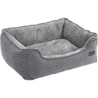 FEANDREA Pat pentru caini, cu margini groase ridicate, antiderapant, husa detasabila, XL, pentru caini mari, 110x75x27cm, gri deschis