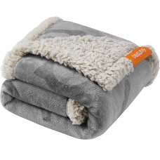 FEANDREA Patura impermeabila pentru caini si pisici S, sherpa si flannel reversibila, lavabila, 73x63 cm, gri