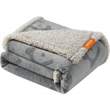 FEANDREA Patura impermeabila pentru caini si pisici L, sherpa si flannel reversibila, lavabila, 127x101 cm, gri