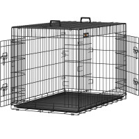 FEANDREA Cusca pentru animale, 2 usi, pliabila din metal, tava detasabila, XL, 107x70x78cm, negru FEANDREA Cusca pentru animale, 2 usi, pliabila din metal, tava detasabila, XL, 107x70x78cm, negru