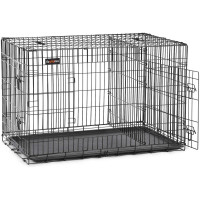 FEANDREA Cusca pentru animale, 2 usi, perete separator, pliabila din metal, XXL, 122x75x81cm, negru FEANDREA Cusca pentru animale, 2 usi, perete separator, pliabila din metal, XXL, 122x75x81cm, negru