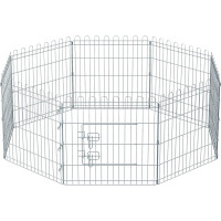 FEANDREA Tarc pliabil din otel pentru animale 8 panouri, modular patrat sau octogon, 159x159x61 cm, argintiu