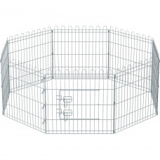 FEANDREA Tarc pliabil din otel pentru animale 8 panouri, modular patrat sau octogon, 159x159x61 cm, argintiu