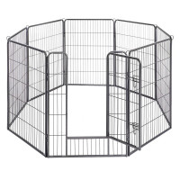 FEANDREA Tarc din panouri de fier pentru caini de talie foarte mare, cu usa de acces, 157x157x100cm, gri FEANDREA Tarc din panouri de fier pentru caini de talie foarte mare, cu usa de acces, 157x157x100cm, gri