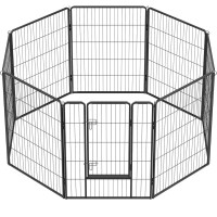 FEANDREA Tarc metalic pentru animale, 8 panouri modulare, utilizare interior sau exterior, 160x160x100 cm, negru