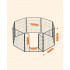 FEANDREA Tarc metalic pentru animale, 8 panouri modulare, utilizare interior sau exterior, 160x160x100 cm, negru [3]