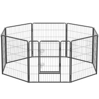 FEANDREA Tarc din panouri de fier pentru caini de talie mare, cu usa de acces, 160x160x80cm, gri FEANDREA Tarc din panouri de fier pentru caini de talie mare, cu usa de acces, 160x160x80cm, gri