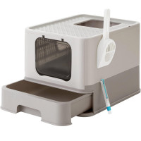 FEANDREA Litiera pentru pisici cu capac, tava extensibila, pentru pisici de pana la 15 kg, 54x43x38cm, gri FEANDREA Litiera pentru pisici cu capac, tava extensibila, pentru pisici de pana la 15 kg, 54x43x38cm, gri