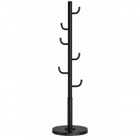 SONGMICS Cuier de podea, cu 8 carlige rezistente, pentru haine, palarii si genti, 175 cm, negru