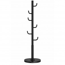 SONGMICS Cuier de podea, cu 8 carlige rezistente, pentru haine, palarii si genti, 175 cm, negru