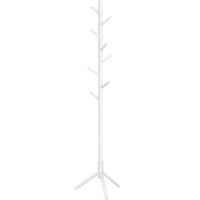 VASAGLE Cuier pentru haine, din lemn masiv, tip pom, cu 8 carlige, 175cm, alb VASAGLE Cuier pentru haine, din lemn masiv, tip pom, cu 8 carlige, 175cm, alb
