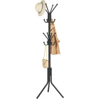 SONGMICS Cuier metalic tip pom cu 16 carlige, 43x48x175 cm, negru