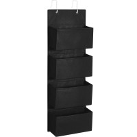 SONGMICS Organizator de depozitare pentru usa sau dulap, 4 buzunare, 12x34x100cm, negru