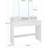 VASAGLE Masa de toaleta cu oglinda rabatabila si 2 sertare, 3 compartimente deschise, 100x40x142cm, alb [6]