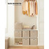 SONGMICS Set 6 cutii de depozitare, pliabile cu maner, material textil si oxford, 30x30x30 cm, bej [4]