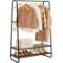 VASAGLE Raft pentru haine cu suport pentru pantofi, 2 polite, 6 carlige laterale, 45x100x160cm, maro rustic [11]