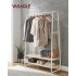 VASAGLE Raft pentru haine cu suport pentru pantofi, 2 polite, 6 carlige laterale, 45x100x160cm, alb-crem [4]