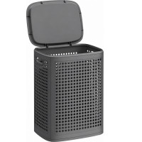 SONGMICS Cos de rufe 75 L pentru spatii mici, design ingust cu capac, ventilatie pentru circulatia aerului, 43x33x57 cm, gri inchis