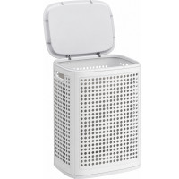 SONGMICS Cos de rufe 75 L pentru spatii mici, design ingust cu capac, ventilatie pentru circulatia aerului, 43x33x57 cm, alb