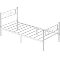 VASAGLE Cadru metalic de pat, 90×190 cm, alb