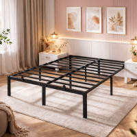 VASAGLE Cadru pat dublu 140x190 cm, structura metalica rezistenta 450 kg, cu spatiu de depozitare, negru VASAGLE Cadru pat dublu 140x190 cm, structura metalica rezistenta 450 kg, cu spatiu de depozitare, negru