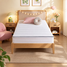 VASAGLE Saltea 90x200 cm cu spuma Memory Gel, 7 zone, doua fete de dormit, husa detasabila si lavabila, fermitate medie H3, alb VASAGLE Saltea 90x200 cm cu spuma Memory Gel, 7 zone, doua fete de dormit, husa detasabila si lavabila, fermitate medie H3, alb